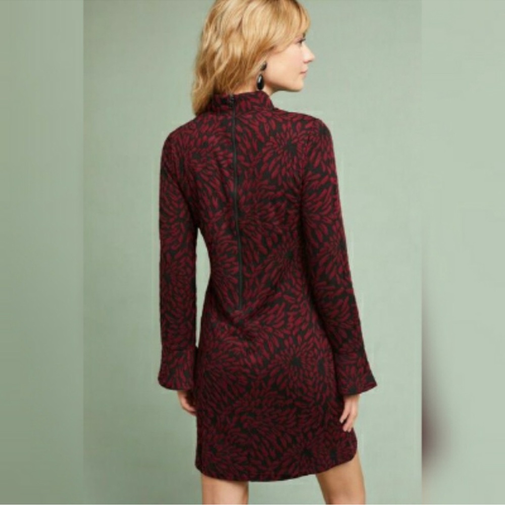 Anthropologie Hutch Michaela Floral Textured Mock Neck Sweater Dress